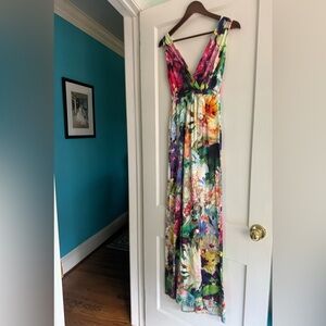 Tiffany Rose maternity gown. Vibrant colors, standout showing at your event!